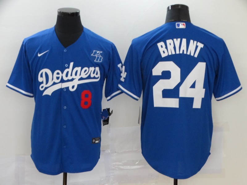 Men's Los Angeles Dodgers Kobe Bryant #8-24 Blue Baseball Jersey